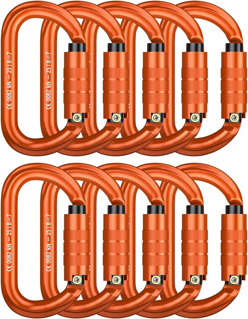 FVW CE Certified Auto Locking Climbing Carabiners, Professional 25KN (5620 lbs) Heavy Duty Caribeaners for Rappelling Swing Rescue & Gym etc, Large D-Shaped Carabiners - Image 1
